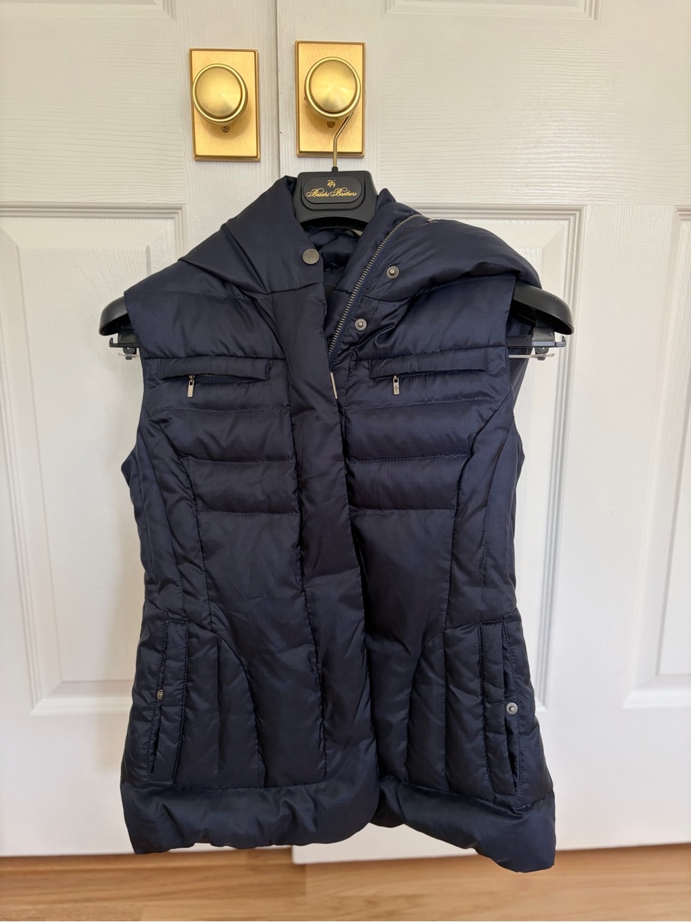 Cole Haan Down Filled Puffer Vest Snood Navy Hooded, XS